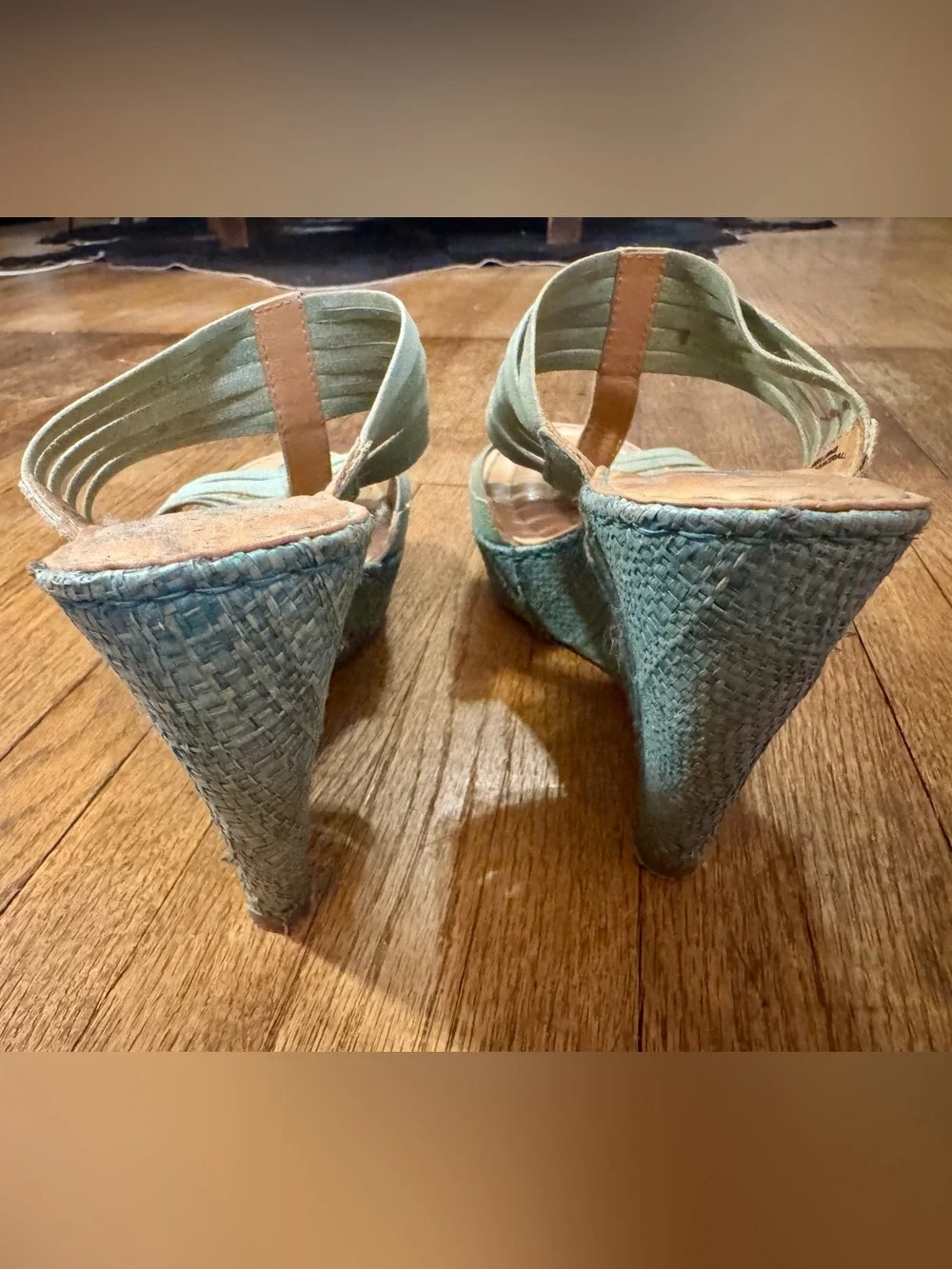 Born Pale Turquoise Strappy Wedge Sandals